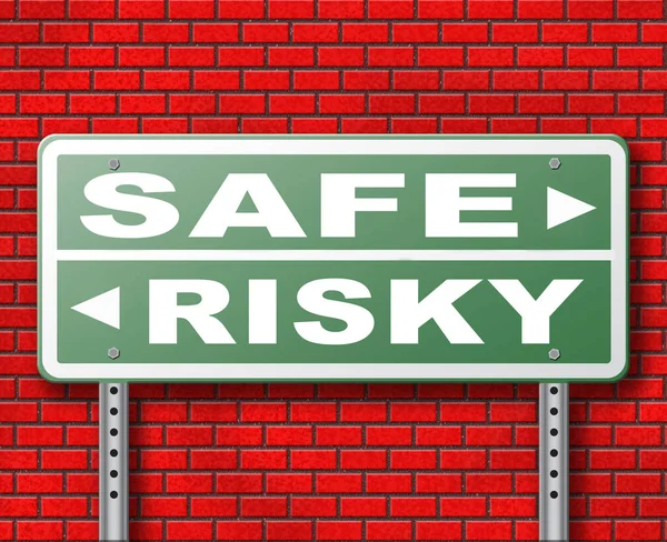 Безопасный Рискованный Дорожный Знак Фоне Кирпичной Стены — стоковое фото