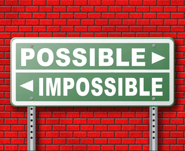 Possible Impossible Road Sign Brick Wall Background — Stock Photo, Image