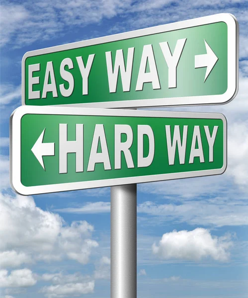 Easy Way Hard Way Sign Boards Cloudy Sky Background — Stock Photo, Image