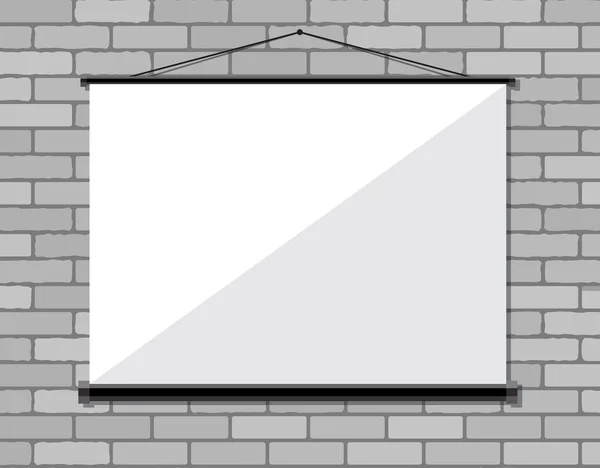 Tela do projetor na parede de tijolo , — Vetor de Stock