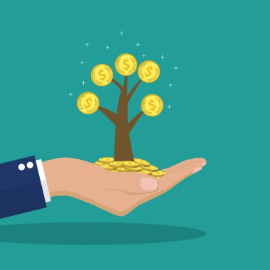 Para ağacını holding adam eller.