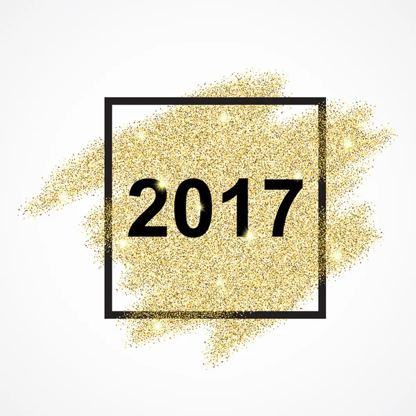 С Новым 2017 годом на золотом глиттерном фоне — стоковый вектор