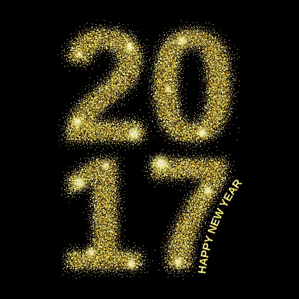 Złoty brokat szczęśliwy nowy rok 2017 r. — Wektor stockowy