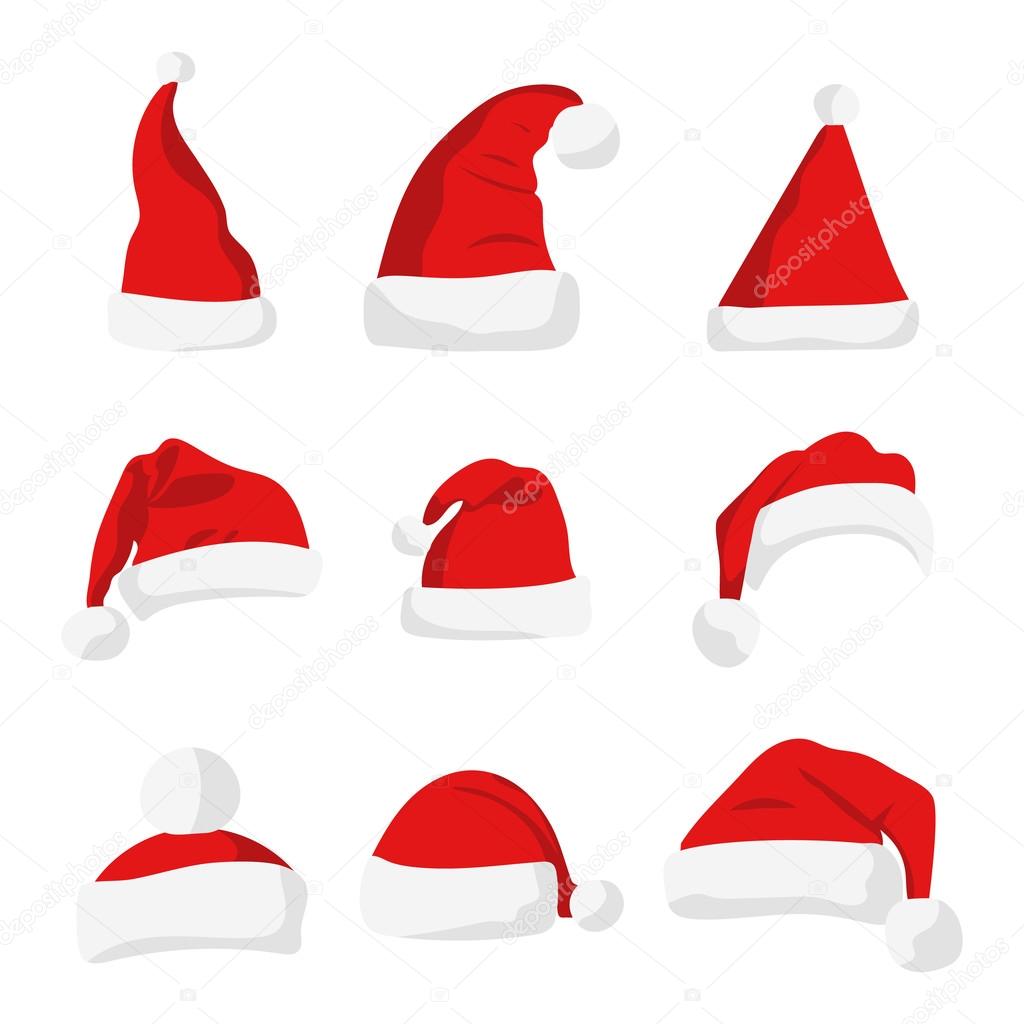 Cappello di Babbo Natale rosso isolato su bianco Cappello della santa rossa di nuovo anno 2017 Decorazione del cappello di Babbo Natale illustrazione di