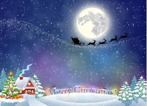 Carte de vœux vintage de Noël sur village d'hiver — Image vectorielle