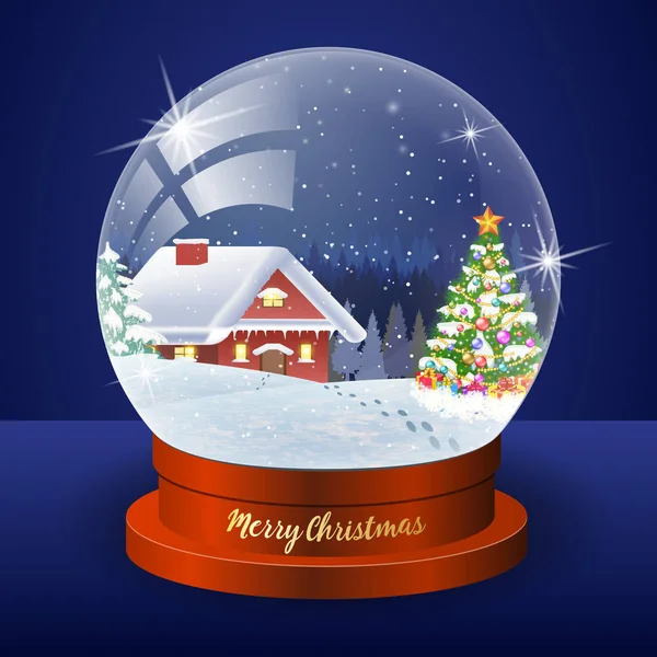 Navidad invierno paisaje globo — Vector de stock