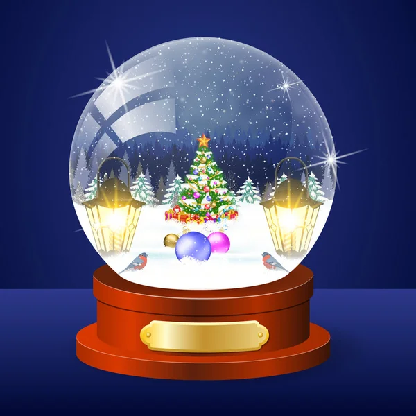 Різдво зимовий пейзаж глобус — стоковий вектор