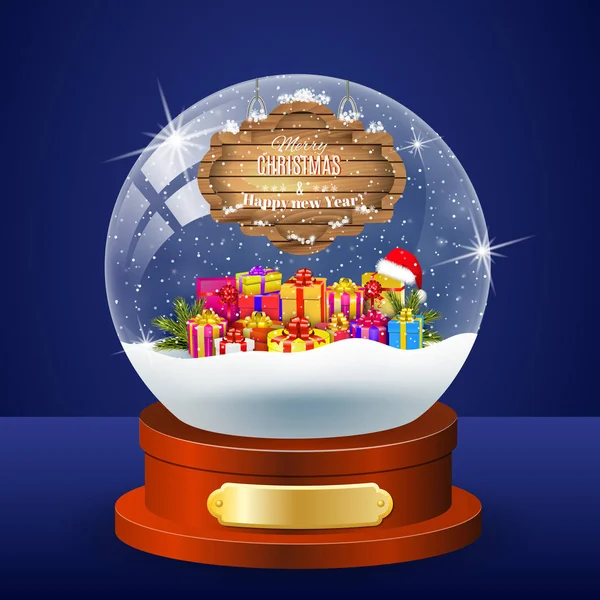 Різдво зимовий пейзаж глобус — стоковий вектор