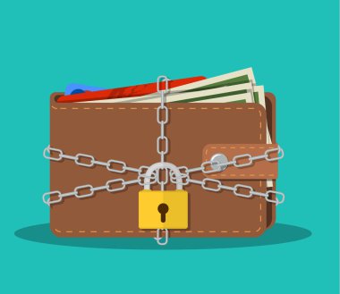 Kahverengi deri cüzdan Doları para ile kapalı,