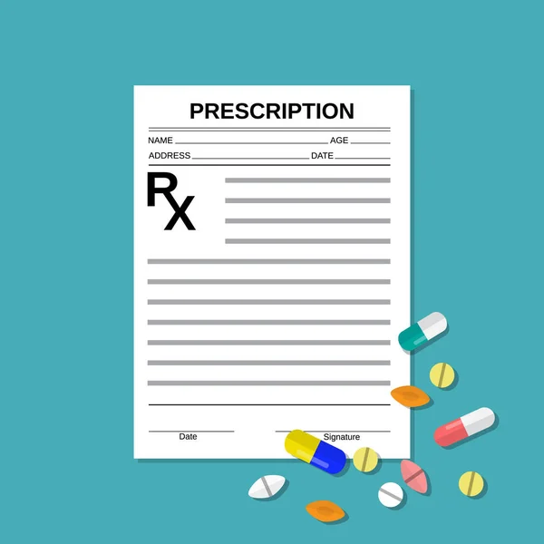Prescrição rx forma e pílulas —  Vetores de Stock