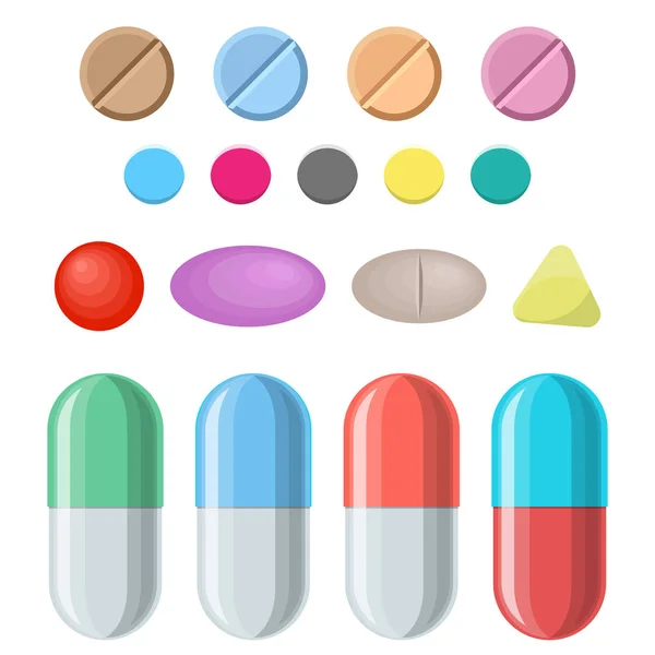 Ensemble de pilules et capsules vectorielles. — Image vectorielle