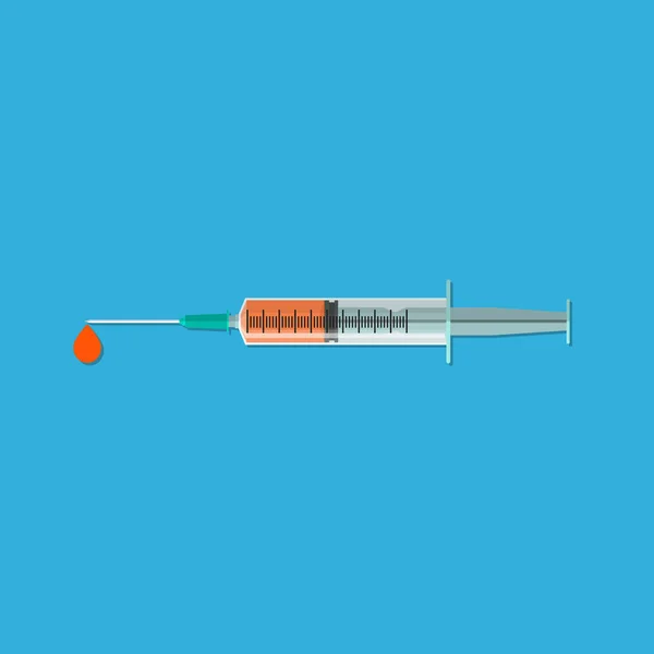 Op een blauwe achtergrond met een druppel syringe — Stockvector