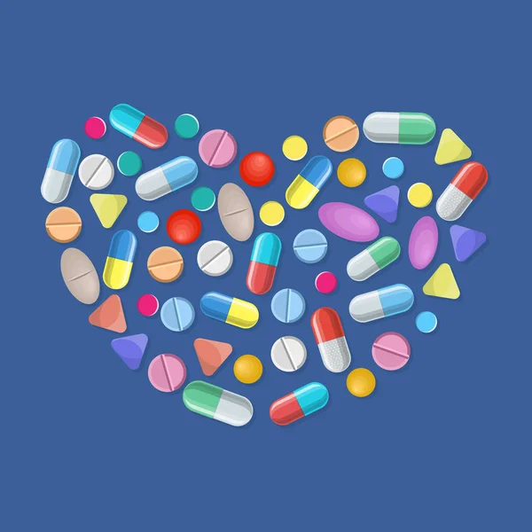 Différentes capsules de pilules médicales colorées — Image vectorielle