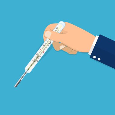 elini tutan bir termometre.