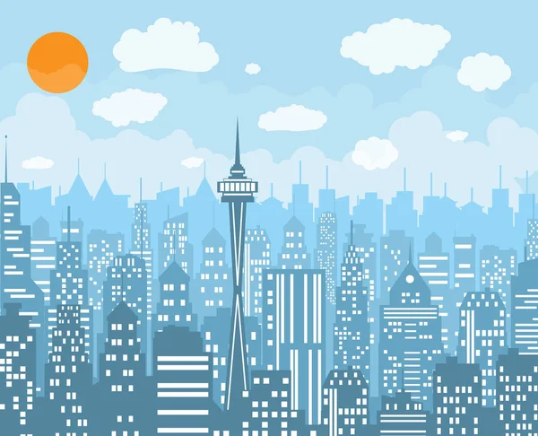 Ciudad skyline vector ilustración. — Vector de stock
