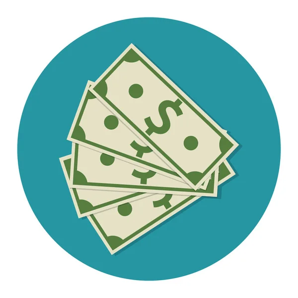 Geld Dollar Cash kleurrijke pictogram — Stockvector