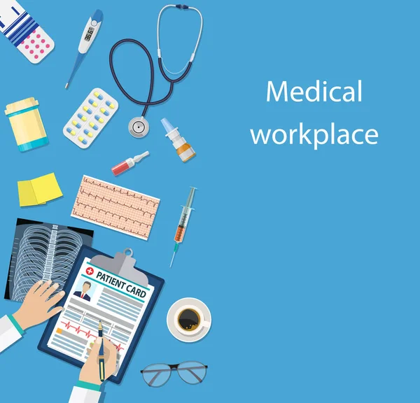 Médecin du travail à table . — Image vectorielle