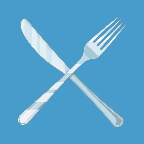 Korsade kniv och gaffel. — Stock vektor