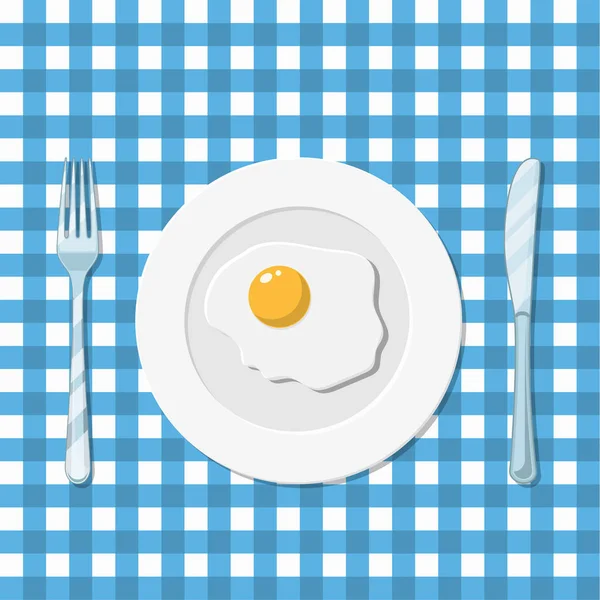 Piring dengan ikon telur goreng - Stok Vektor