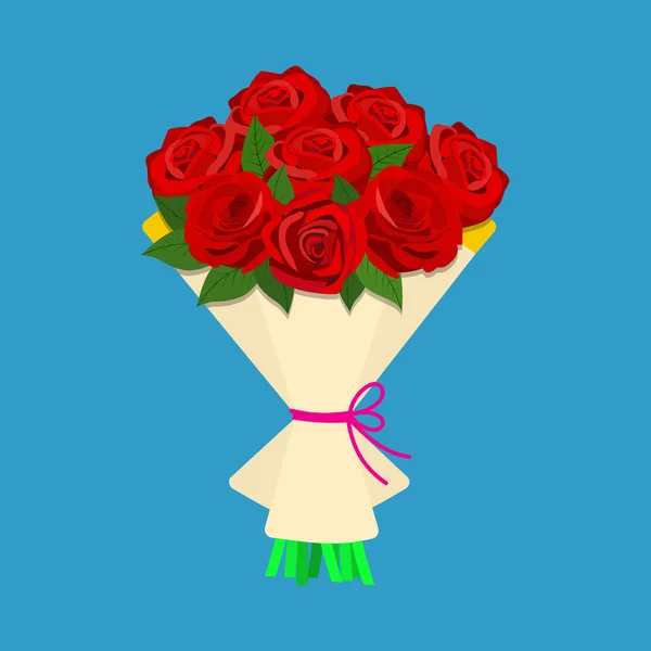 红玫瑰花束 — 图库矢量图片