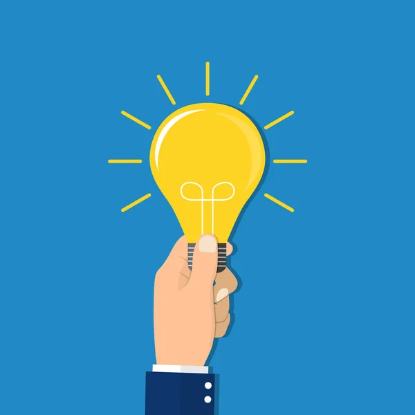 Hand holding light bulb. Business idea concept. — Stock Vector