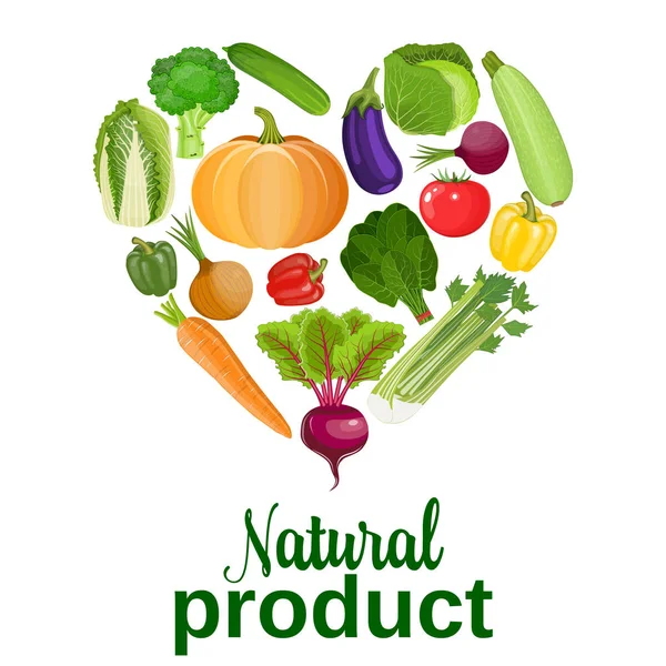 Coração de vegetais. Alimentos saudáveis —  Vetores de Stock
