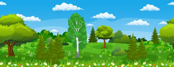 Paisaje de verano horizontal sin costuras , — Vector de stock