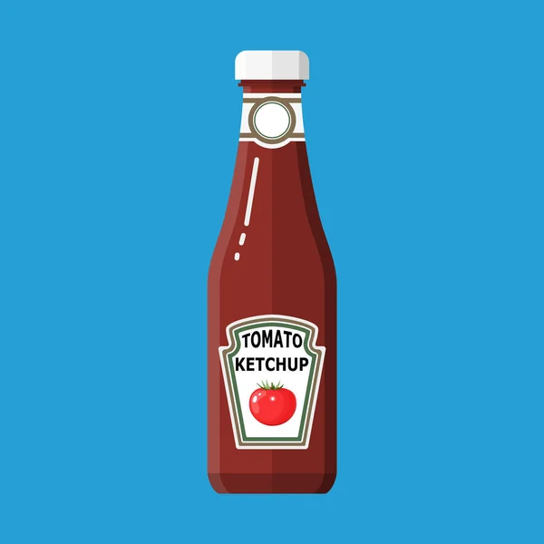 Bottiglia di vetro di ketchup di pomodoro tradizionale . — Vettoriale Stock