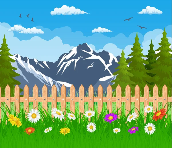 Jardin d'été paysage . — Image vectorielle