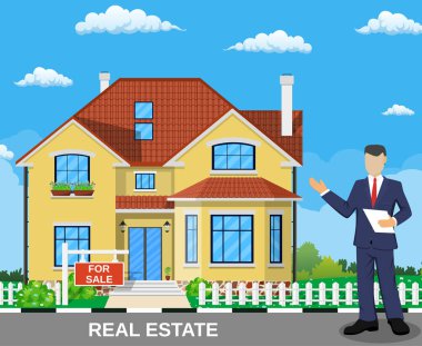 İş yerinde emlak komisyoncusu.