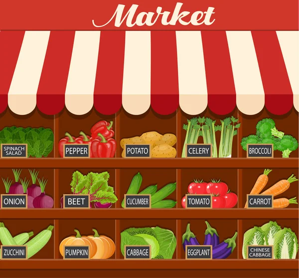 Lokala grönsaker stall. — Stock vektor