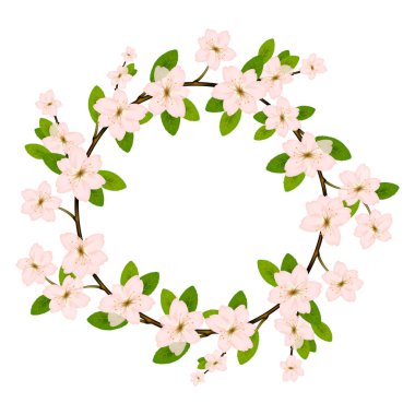 Pembe bahar çiçeği ile çiçeklenme şube vektör.