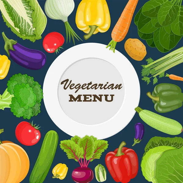 Couverture de menu végétarien — Image vectorielle