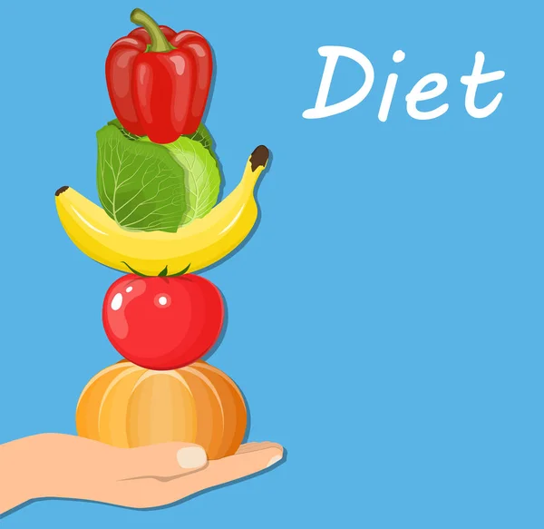 Tenir les fruits et légumes à la main . — Image vectorielle
