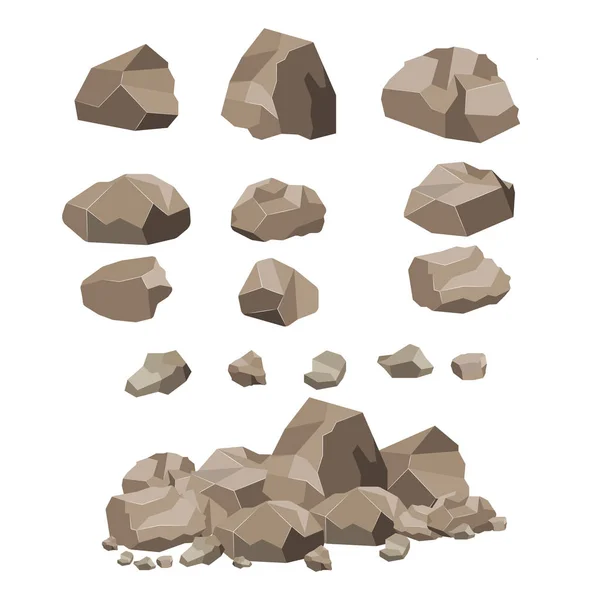 Rock stone big set cartoon. — Stock Vector