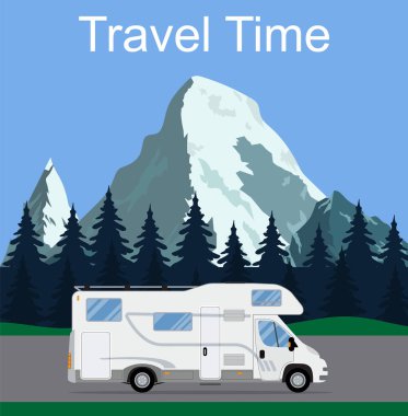 Karavan van yolda sürüş.