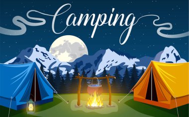 Vector flat illustration camping. clipart