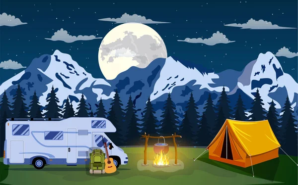 Illustration vectorielle plate camping . — Image vectorielle