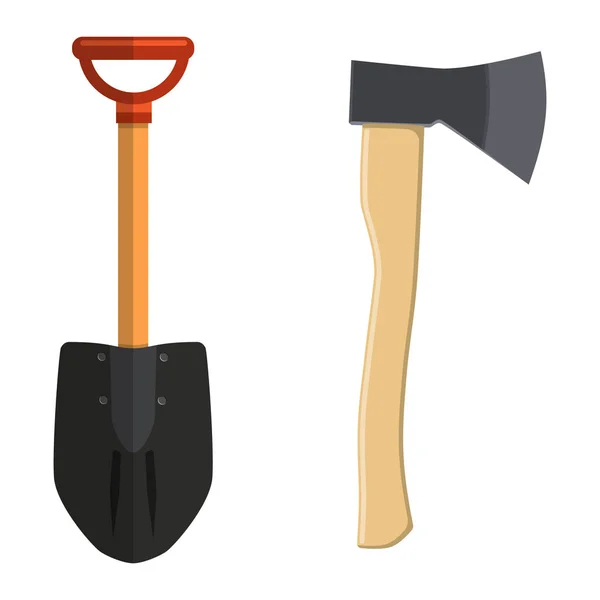 Shovel and Hatchet axe vector icon — Stock Vector