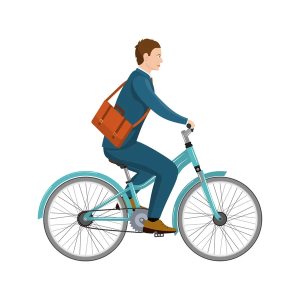 Simple cartoon of businessman riding a bicycle — Stock Vector