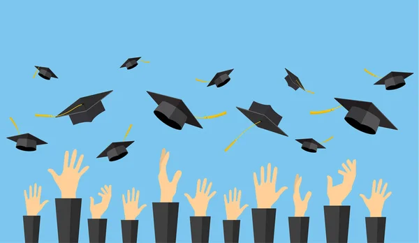 Graduating students of pupil hands Stock Illustration