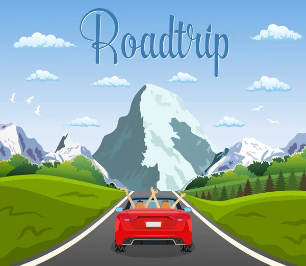 Unidad de carretera con hermoso paisaje. — Vector de stock