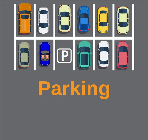 Bovenaanzicht van een city-parking — Stockvector