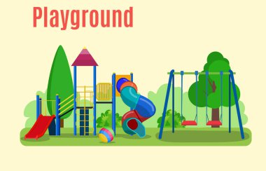 Kids playground. Buildings for city construction. clipart