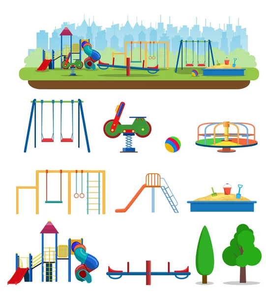 Kids playground. Buildings for city construction. — Stock Vector