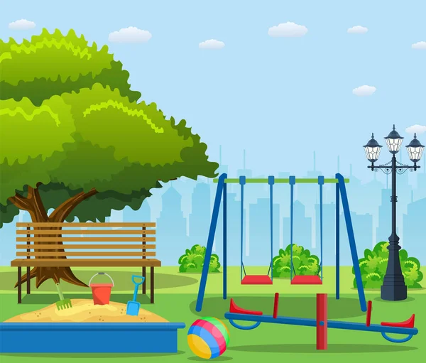 Kinder Spielplatz Cartoon Konzept Hintergrund. — Stockvektor