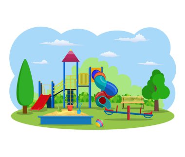 Kids playground. Buildings for city construction. clipart