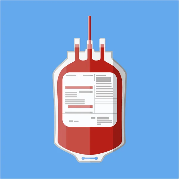 プラスチック製血液バッグ。寄付血の概念. — ストックベクタ