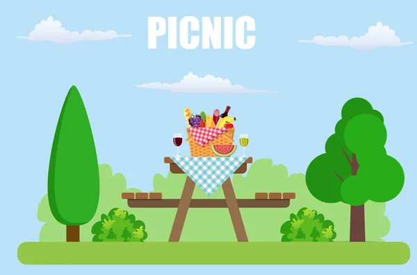 Odkryty piknik w parku — Wektor stockowy