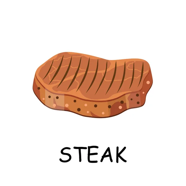 Steak, hacher de la viande, un morceau de viande . — Image vectorielle